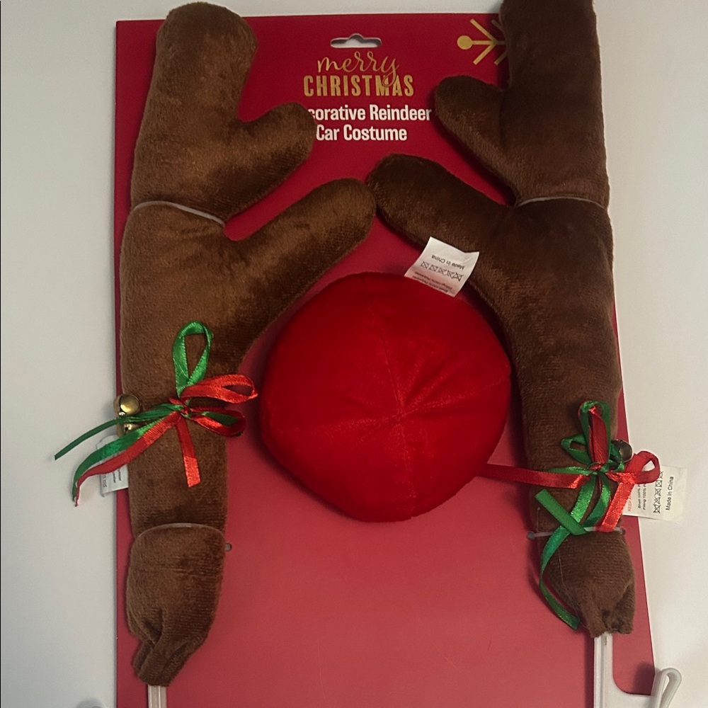 Festive Reindeer Car Costume Set - Brown and Red